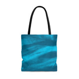 Nautical Tote Bag/ Navy Aqua Ocean Waves Coastal Tropical Large Beach Bag