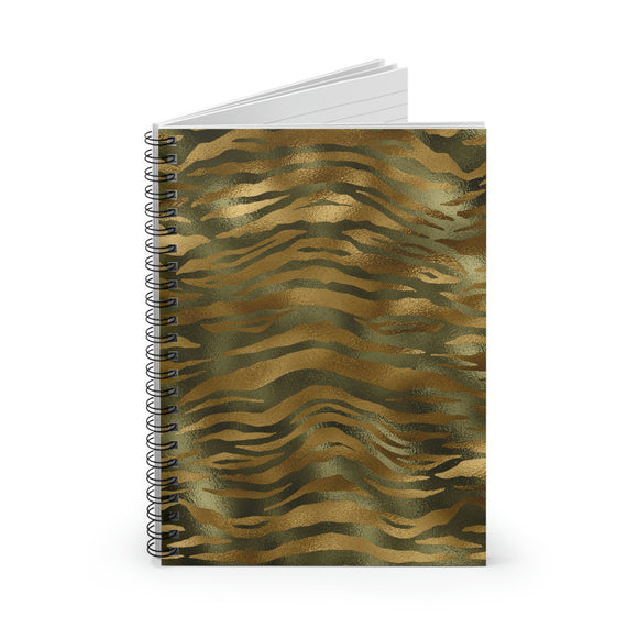 Jungle Journal/ Tiger Animal Print Pattern Gold Glam Jungle Green Notebook/ Diary Gift