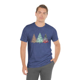 Christmas Shirts/ Watercolor 3 Pine Trees Stripe, Holly Leaves, Snowflakes T shirts
