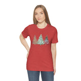 Christmas Shirts/ Watercolor 3 Pine Trees Stripe, Holly Leaves, Snowflakes T shirts
