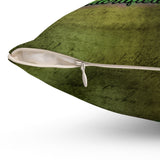 Halloween Throw Pillow/ Salem Witch Broom Company Vintage Purple, Green Store Sign Decor