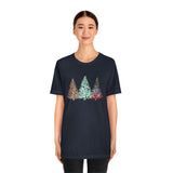 Christmas Shirts/ Watercolor 3 Pine Trees Stripe, Holly Leaves, Snowflakes T shirts