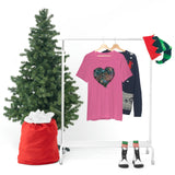 Valentine Shirts/ Gothic Grunge Teal Blue Animal Leopard, Giraffe Print Heart With Barbed Wire T shirts