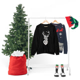 Christmas Deer Sweatshirt/ Gray Parchment textured Deer With Pinecones Winter Holiday Fleece Sweater