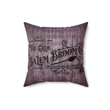 Halloween Throw Pillow/ The Olde Salem Broom Company Vintage Purple, Green Iron Scroll Sign Decor