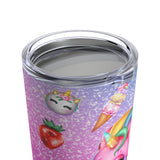 Glam Unicorn Party Stainless Steel 20oz Tumbler/ Rainbow Pastel Ice Cream, Donuts, Strawberries, Macarons Unicorn Travel Mug Gift