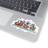 Christmas Stickers/ Snowpeople Rustic Wood Train Laptop Decal, Planner, Journal Vinyl Stickers