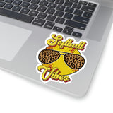 Softball Stickers/ Softball Vibes Leopard Glasses Laptop Decal, Planner, Journal Vinyl Stickers