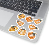 Halloween Stickers/ Cute Kawaii Orange Pumpkins Fall Collection Laptop Decal, Planner, Journal Vinyl Sticker Pack