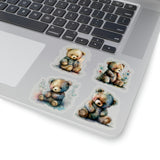 Teddy Bear Stickers/ Watercolor Vintage Bears And Flowers Sticker Collection Laptop Decal, Planner, Journal Vinyl Sticker Pack