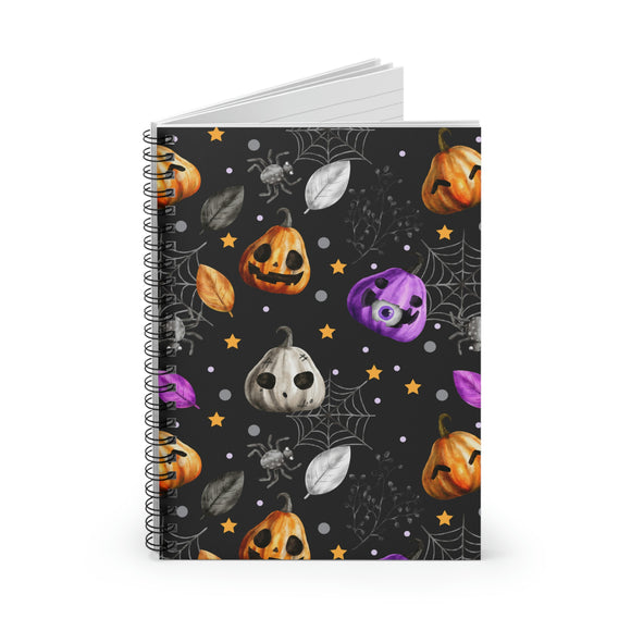 Halloween Journal/ Spooky Watercolor Jack Olanterns, Spiders And Stars Notebook/ Diary Gift