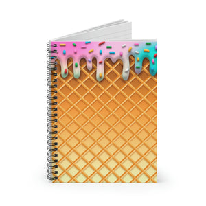 Ice Cream Journal/ Ice Cream Drip Waffle Cone Pink And Blue With Sprinkles Summer Notebook/ Diary Gift