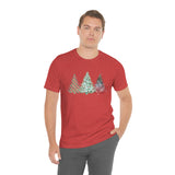 Christmas Shirts/ Watercolor 3 Pine Trees Stripe, Holly Leaves, Snowflakes T shirts