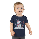 Christmas Children Toddler Shirts/ Watercolor Snowman And Bird With Blue Snowflakes Holiday Toddler T-Shirts