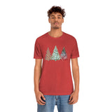 Christmas Shirts/ Watercolor 3 Pine Trees Stripe, Holly Leaves, Snowflakes T shirts