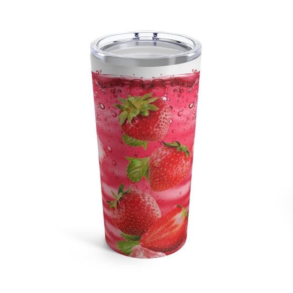 Strawberry Stainless Steel 20oz Tumbler/ Iced Summer Red Fruit Drink Travel Mug Gift