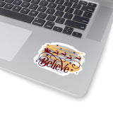 Christmas Stickers/ Red Believe In Santa Sleigh And Reindeer Laptop Decal, Planner, Journal Vinyl Stickers