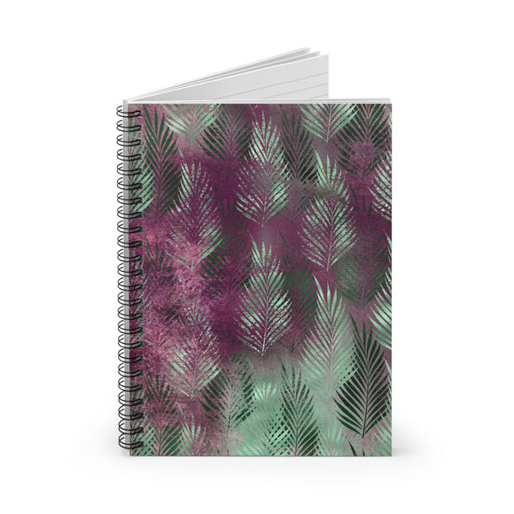 Tropical Journal/ Black, Purple, Blue And Emerald Green Palm Fronds Notebook/ Diary Gift