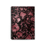 Marbled Journal/ Rose Red And Black Abstract Marbled Print Notebook/ Diary Gift