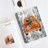 Halloween Journal/ Harvest Orange Pickup Truck With Pumpkins, Cute Ghost And Witch Notebook/ Diary Gift