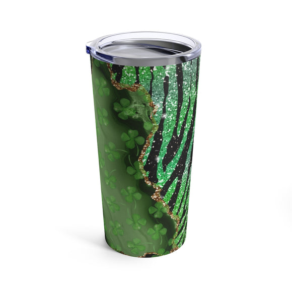 St. Patrick's Day Zebra Glam Irish Shamrocks 20oz Tumbler/ Travel Mug