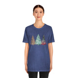 Christmas Shirts/ Watercolor 3 Pine Trees Stripe, Holly Leaves, Snowflakes T shirts