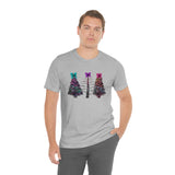 Christmas Shirts/ Watercolor Tie Dye Leopard Print Holiday Trees With Purple, Teal, Pink Bows T shirts