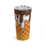 Ice Cream Drip Stainless Steel 20oz Tumbler/ Waffle Cone Chocolate And Vanilla Dripping Ice Cream Sprinkles Summer Travel Mug Gift