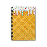 Ice Cream Journal/ Ice Cream Drip Waffle Cone Vanilla With Rainbow Sprinkles Summer Notebook/ Diary Gift