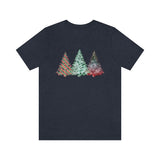 Christmas Shirts/ Watercolor 3 Pine Trees Stripe, Holly Leaves, Snowflakes T shirts