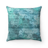 Nautical Throw Pillow/ Watercolor Shells And Waves On Sea Blue Wood Beach Décor/ Coastal Beach Pillow Gift