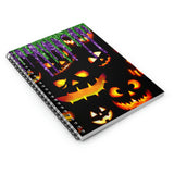 Halloween Journal/ Jack Olantern Pumpkin Faces With Green And Purple Glitter Imaged Drips Notebook/ Diary Gift