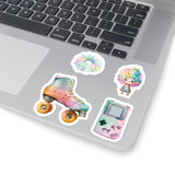 Retro 90s Pastel Stickers/ Nostalgic 80s, 90s Favorites Roller Skate Sticker Collection Laptop Decal, Planner, Journal Vinyl Sticker Pack