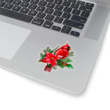 Christmas Stickers/ Red Cardinal And Poinsettia Laptop Decal, Planner, Journal Vinyl Stickers