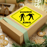 Halloween Stickers/ Caution Sign Zombie Crossing Laptop Decal, Planner, Journal Vinyl Stickers