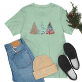 Christmas Shirts/ Watercolor 3 Pine Trees Stripe, Holly Leaves, Snowflakes T shirts