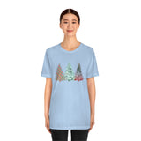 Christmas Shirts/ Watercolor 3 Pine Trees Stripe, Holly Leaves, Snowflakes T shirts