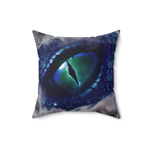 Halloween Throw Pillow/ Glam Ink Gothic Blue Medieval Dragon With Mountain Fog Decor