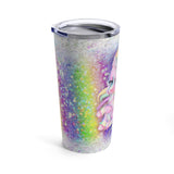 Glam Glitter Unicorn Stainless Steel 20oz Tumbler/ Pretty Purple, Pink, Blue Unicorn Glitter Background Travel Mug Gift