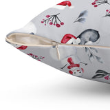 Christmas Pillow/ Watercolor Cute Penguins, Snowmen, Mistletoe and Winter Stems Watercolor Pattern Holiday Décor
