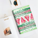 Watermelon Journal/ Pink Green Brushstrokes And Polkadots Watermelon Slices With Seeds Summer Notebook/ Diary Gift