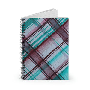 Plaid Journal/ Teal And Wine Plaid Watercolor Abstract Striped Notebook/ Diary Gift