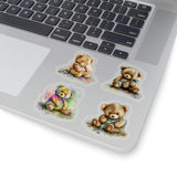 Teddy Bear Stickers/ Watercolor Vintage Bears Sticker Collection Laptop Decal, Planner, Journal Vinyl Sticker Pack