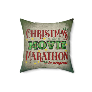 Christmas Pillow/ Christmas Movie Marathon In Progress Retro Vintage Green Marquee Letter Lights Holiday Décor