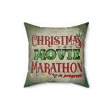 Christmas Pillow/ Christmas Movie Marathon In Progress Retro Vintage Green Marquee Letter Lights Holiday Décor