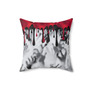 Halloween Throw Pillow/ Creepy Shadow Horror Zombie Hands With Red And Black Drips Decor