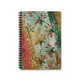 Christmas Journal/ Holiday Floral Ephemeral Red, Green, Gold Glam Notebook/ Diary Gift