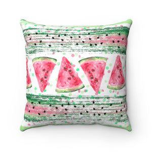 Watermelon Throw Pillow/ Watercolor Watermelon Slices Paint Brush Strokes Summer Décor