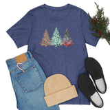 Christmas Shirts/ Watercolor 3 Pine Trees Stripe, Holly Leaves, Snowflakes T shirts