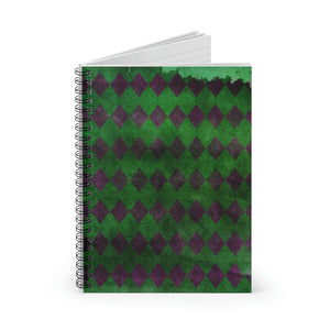 Halloween Journal/ Purple Green Grunge Argyle Notebook/ Diary Gift